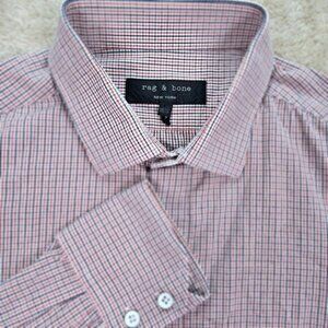 rag & bone New York Dress Shirt Multicolor Plaid 100% Cotton Men's Size 16.5